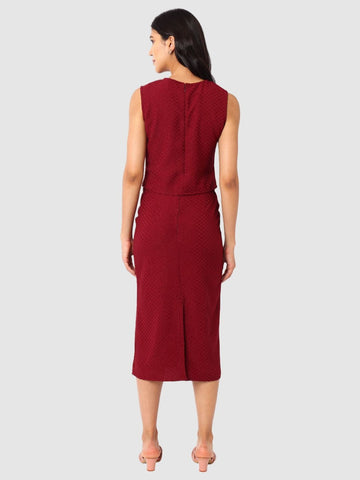 Women's Maroon Textured Top and Skirt Coordinates