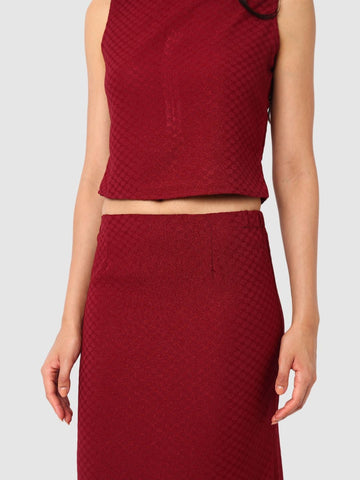 Women's Maroon Textured Top and Skirt Coordinates