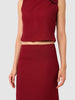 Women's Maroon Textured Top and Skirt Coordinates