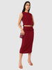 Women's Maroon Textured Top and Skirt Coordinates