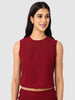 Women's Maroon Textured Top and Skirt Coordinates