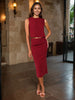 Women's Maroon Textured Top and Skirt Coordinates