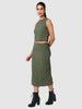 Women's Green Textured Top and Skirt Coordinates