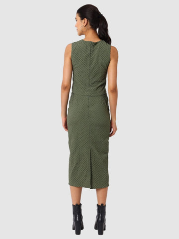 Women's Green Textured Top and Skirt Coordinates