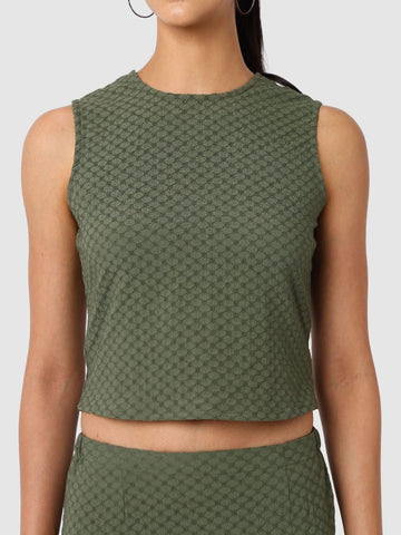 Women's Green Textured Top and Skirt Coordinates