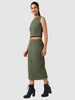 Women's Green Textured Top and Skirt Coordinates