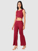 Women's Maroon and Flared Textured Top and Pant Coordinates