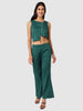 Women's Green and Flared Textured Top and Pant Coordinates