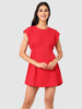 Women's Red Fit Textured Mini Dress
