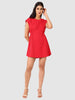 Women's Red Fit Textured Mini Dress