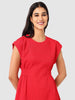 Women's Red Fit Textured Mini Dress