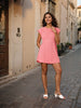 Women's Pink Fit Textured Mini Dress