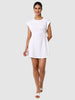 Women's White Fit Textured Mini Dress
