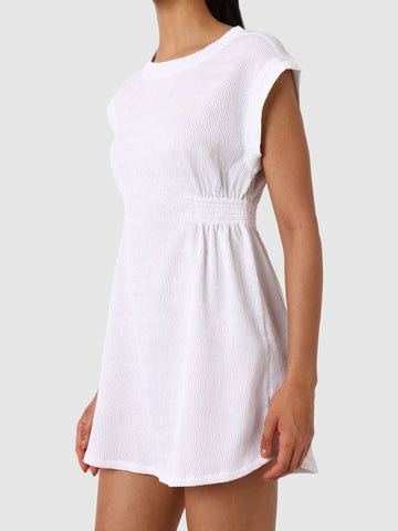Women's White Fit Textured Mini Dress