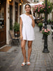 Women's White Fit Textured Mini Dress
