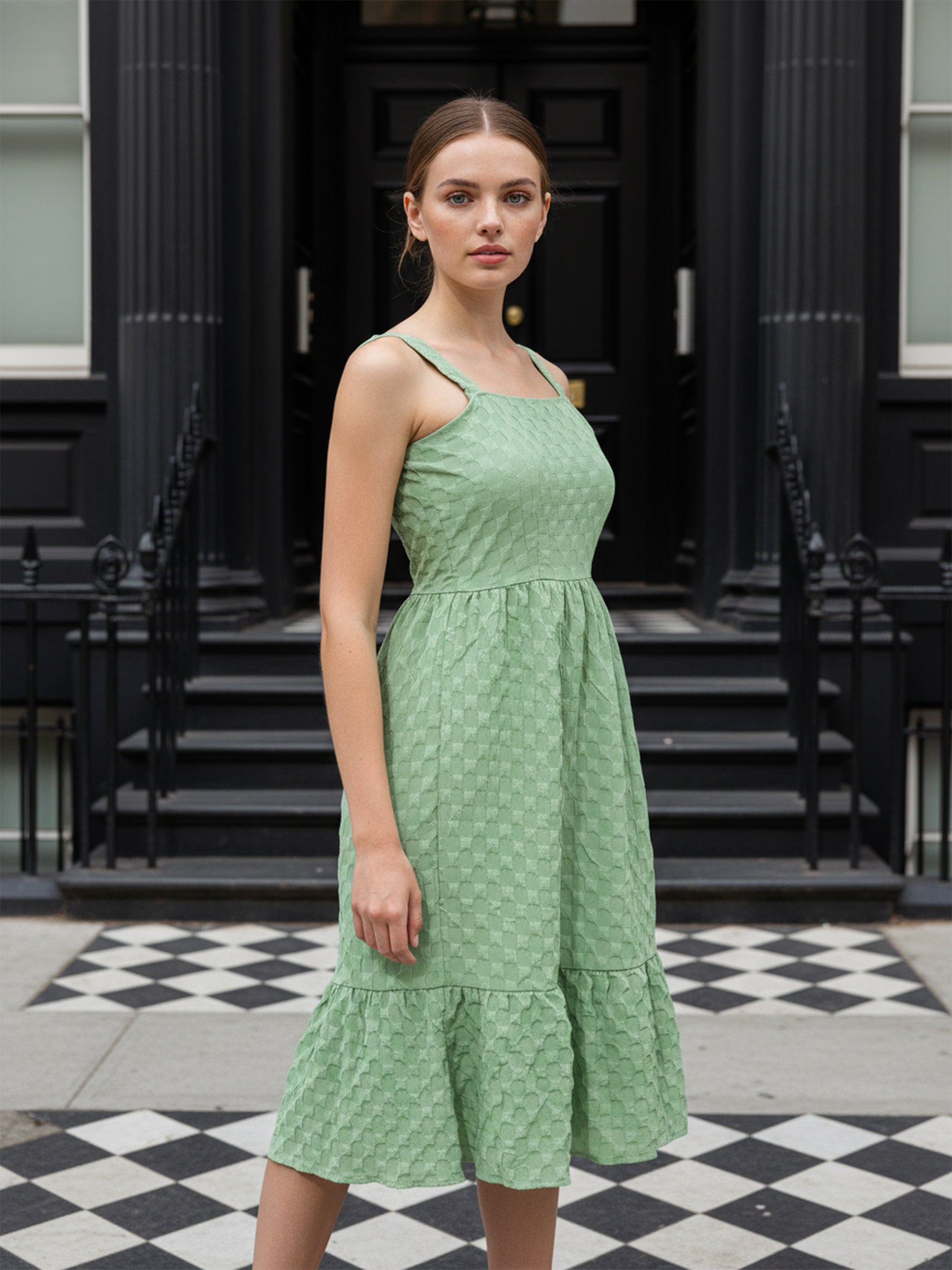 Women's Green Regular Fit Casual Dress