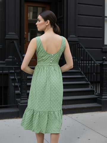 Women's Green Regular Fit Casual Dress