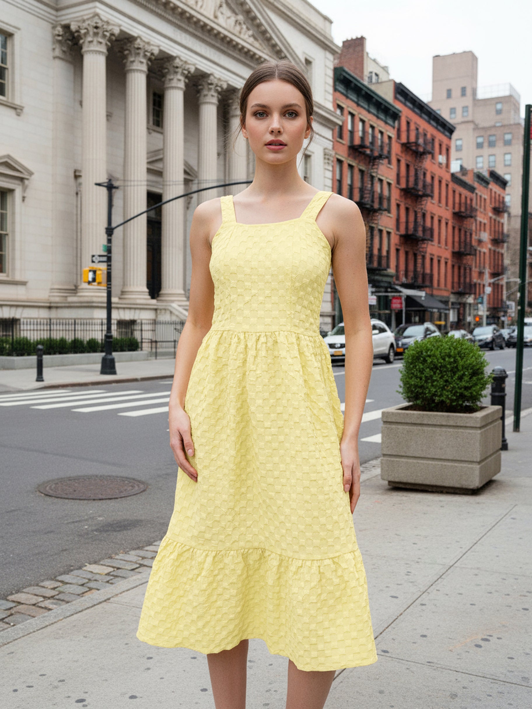 Women's Yellow Regular Fit Casual Dress