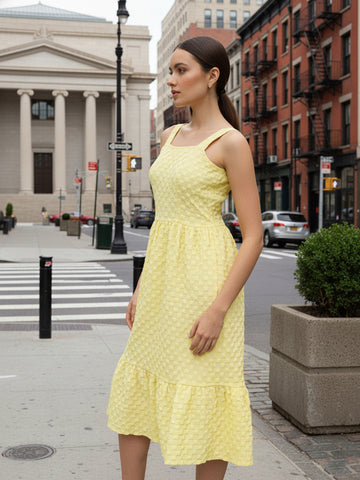 Women's Yellow Regular Fit Casual Dress