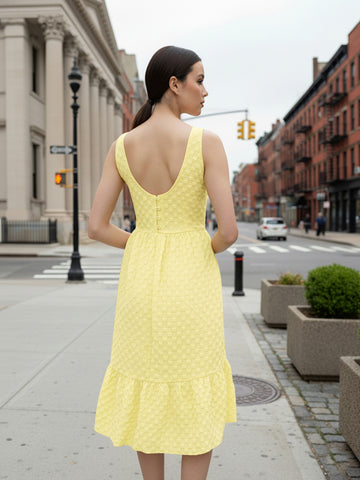 Women's Yellow Regular Fit Casual Dress