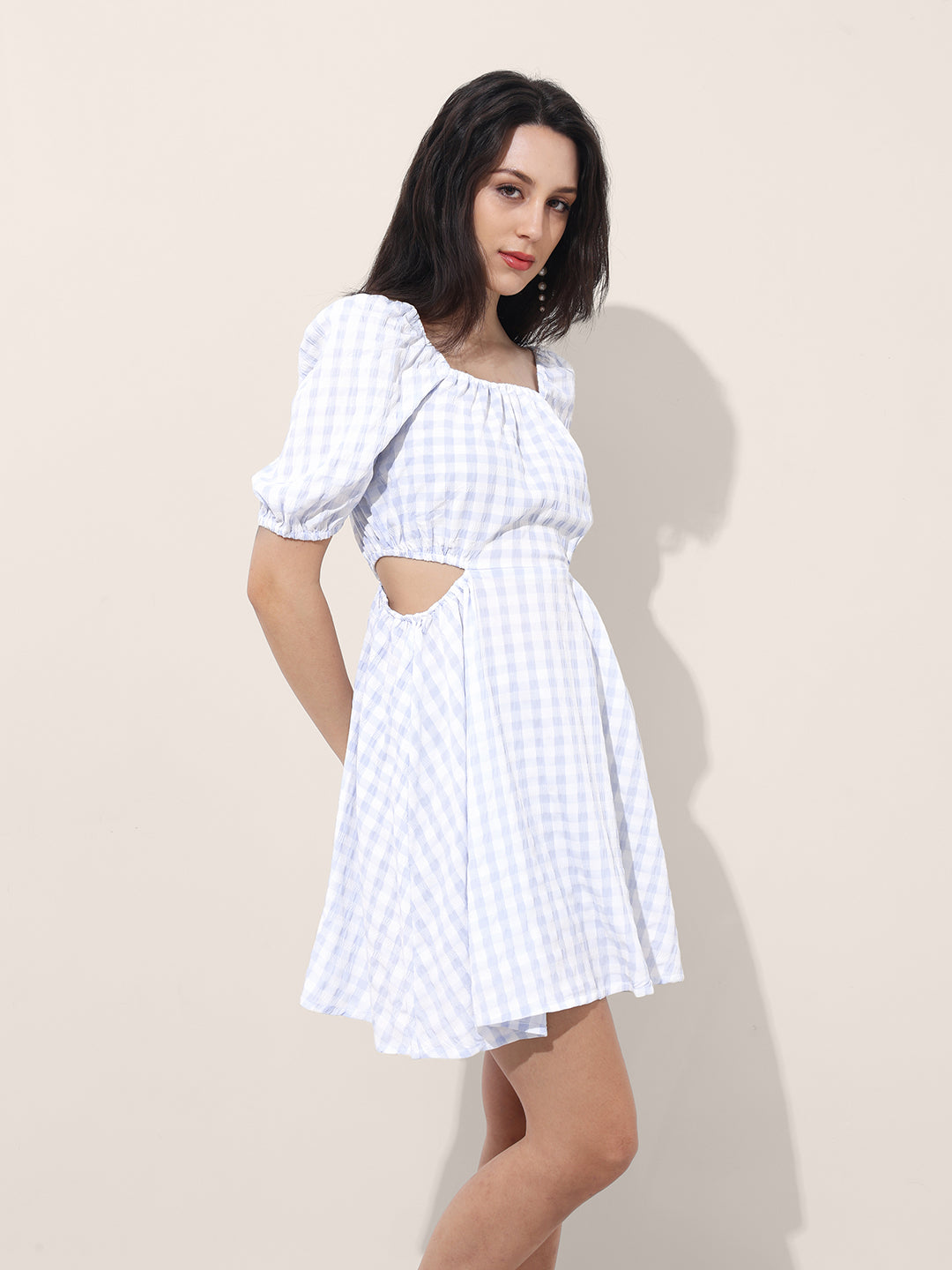 Freehand Women Fit and Flare Textured Cut Out Dress