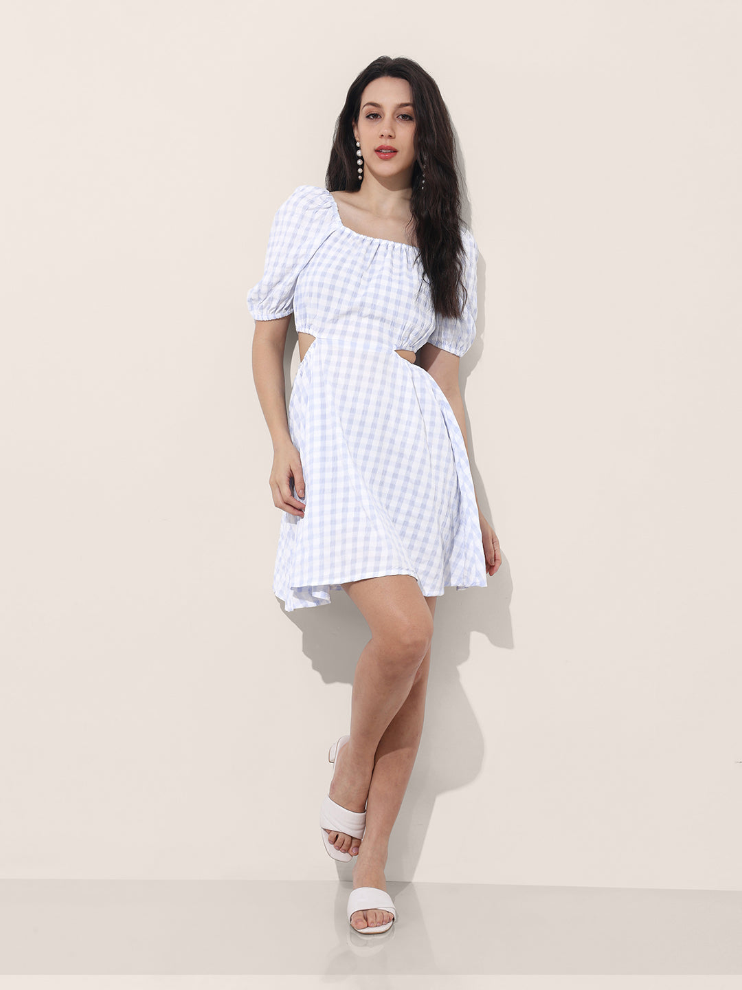 Freehand Women Fit and Flare Textured Cut Out Dress