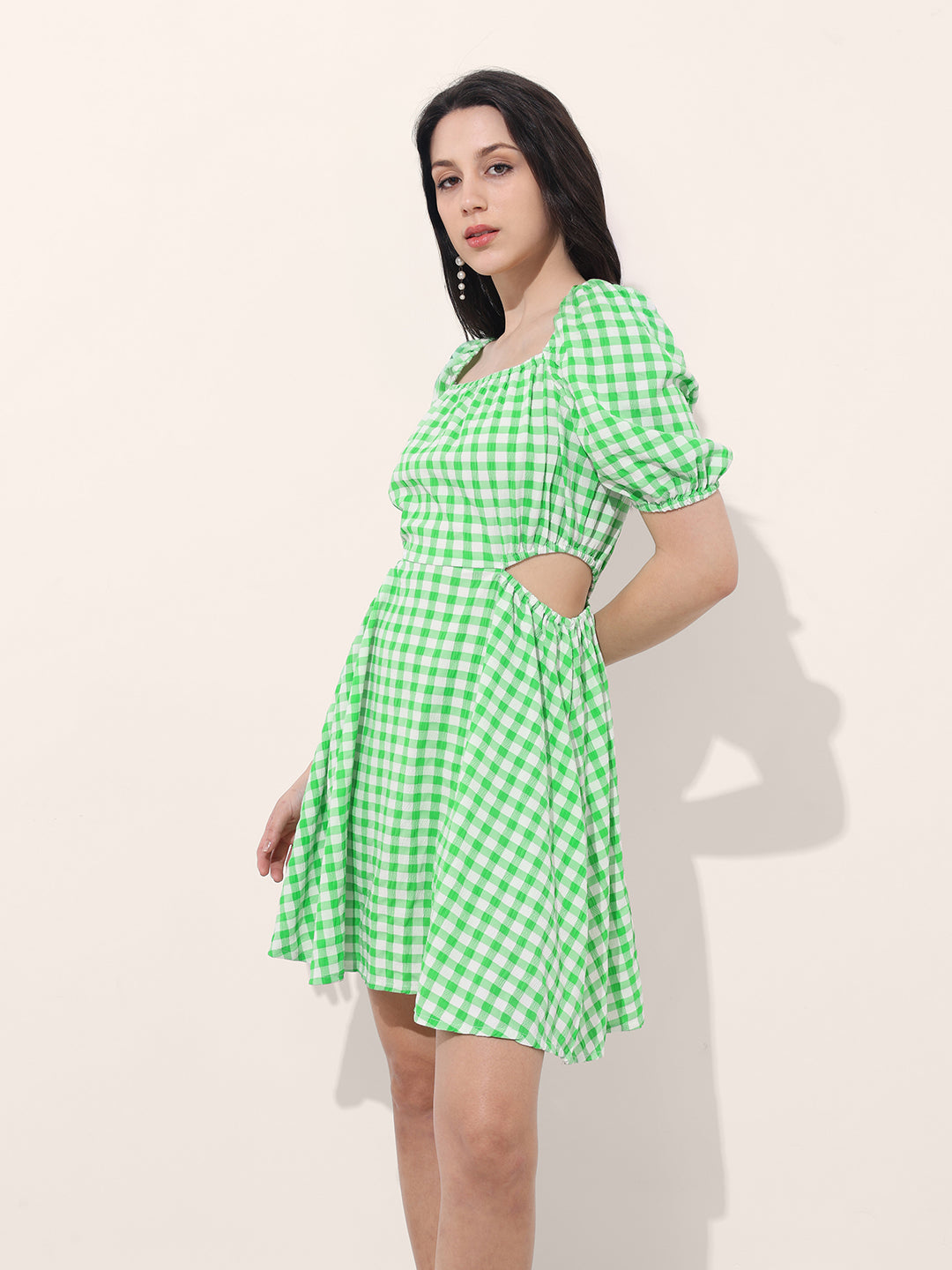 Freehand Women Fit and Flare Textured Cut Out Dress