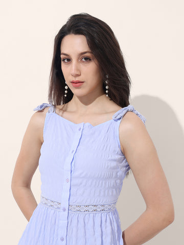 Freehand Women Fit and Flare Textured Maxi Dress