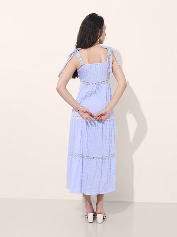 Freehand Women Fit and Flare Textured Maxi Dress