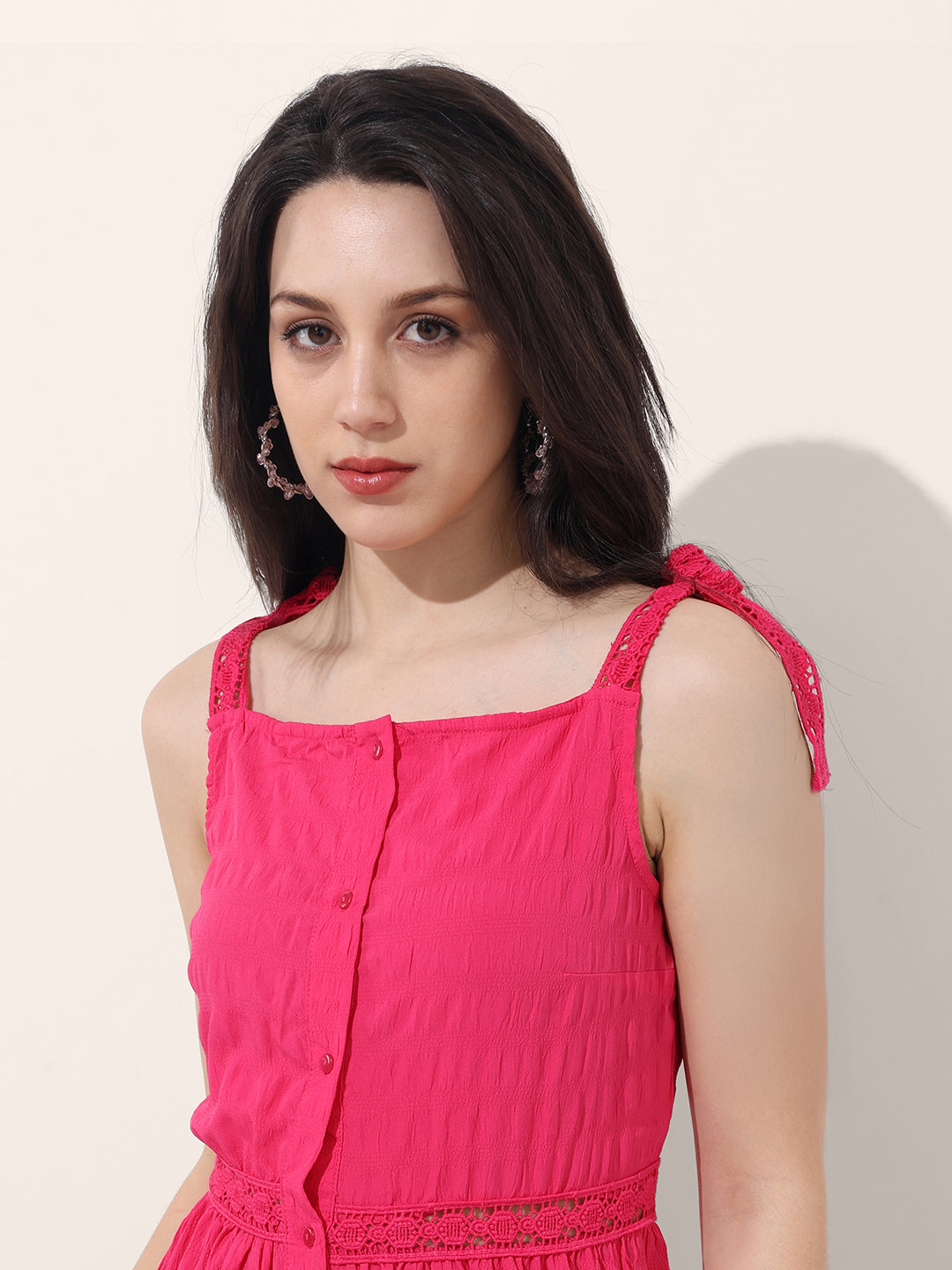 Freehand Women Fit and Flare Textured Maxi Dress