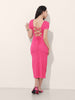 Women Regular Fit Pink Half Sleeves Dress