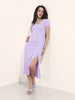 Women Regular Fit Purple Half Sleeves Dress