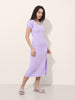 Women Regular Fit Purple Half Sleeves Dress