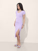 Women Regular Fit Purple Half Sleeves Dress