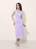 Women Regular Fit Purple Half Sleeves Dress