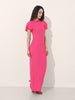 Women Regular Fit Pink Half Sleeves Dress