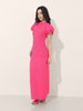 Women Regular Fit Pink Half Sleeves Dress