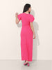 Women Regular Fit Pink Half Sleeves Dress