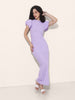 Women Regular Fit Purple Half Sleeves Dress