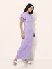 Women Regular Fit Purple Half Sleeves Dress