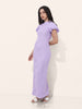 Women Regular Fit Purple Half Sleeves Dress