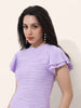 Women Regular Fit Purple Half Sleeves Dress