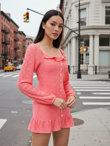 Women's Pink Regular Fit Casual Dress