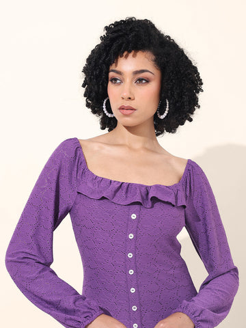 Women's Purple Regular Fit Casual Dress