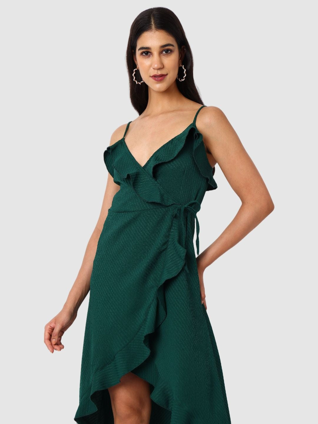 Women Regular Fit Green Sleeveless Dress