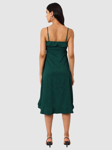 Women Regular Fit Green Sleeveless Dress