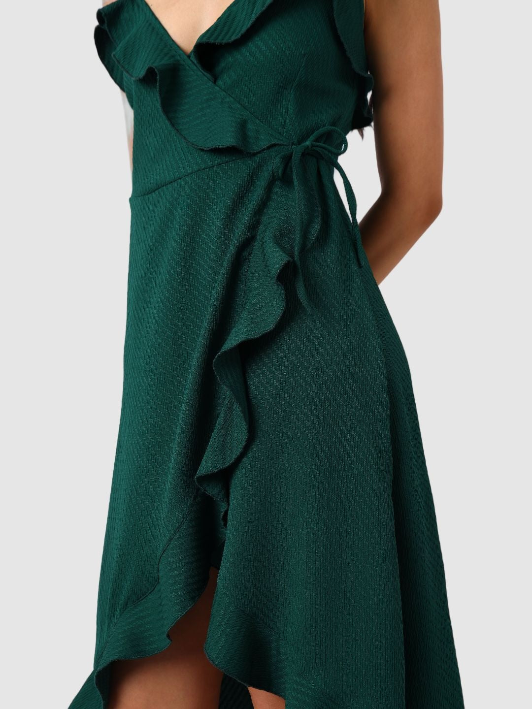 Women Regular Fit Green Sleeveless Dress