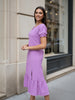 Women Regular Fit Purple Half Sleeves Dress