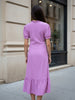 Women Regular Fit Purple Half Sleeves Dress