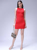Women's Red Fitted Textured Bodycon Dress
